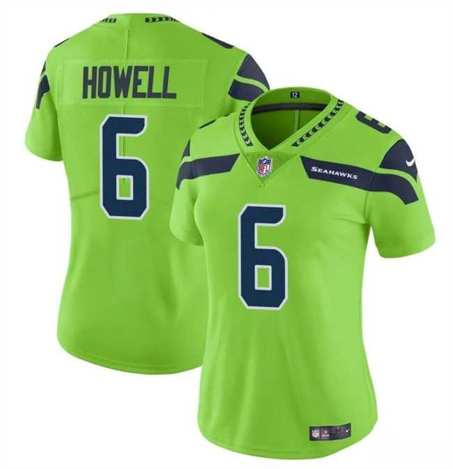 Womens Seattle Seahawks #6 Sam Howell Green Vapor Limited Stitched Jersey Dzhi->women nfl jersey->Women Jersey